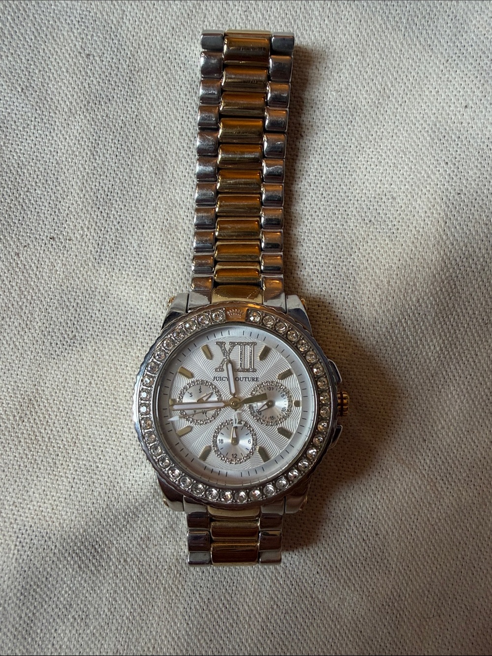 Juicy Couture Two-Tone Silver and Gold Crystal Bezel Watch